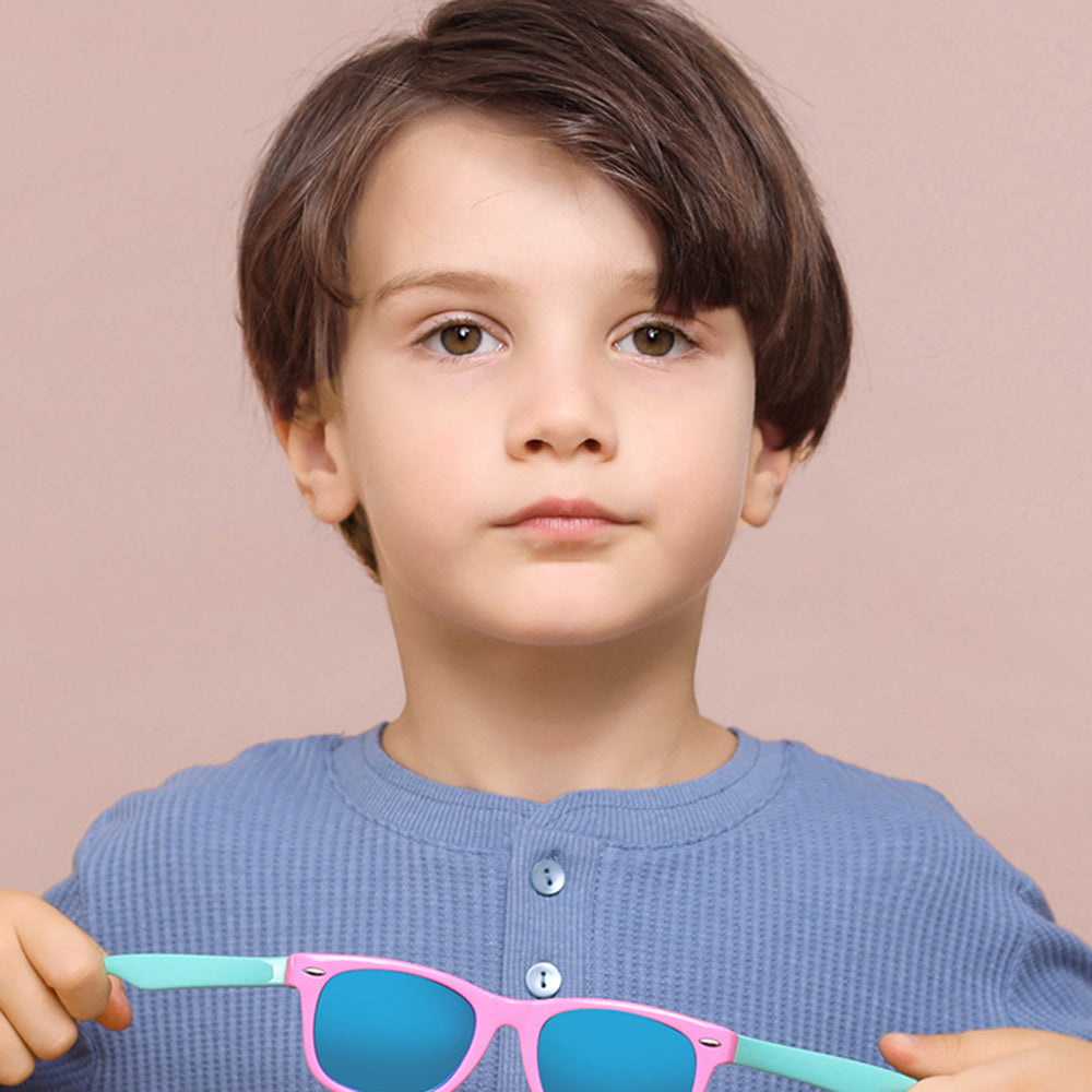 Techsuit D802 Kinder-Sonnenbrille, polarisiert, UV-Schutz, Marineblau Gelb