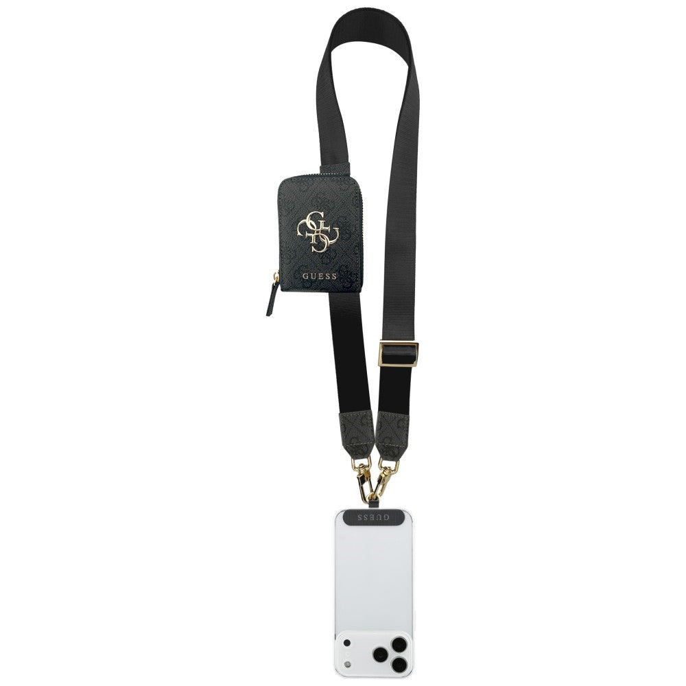 Geldbörse und Telefon-Lanyard Guess 4G Metal Logo, Schwarz