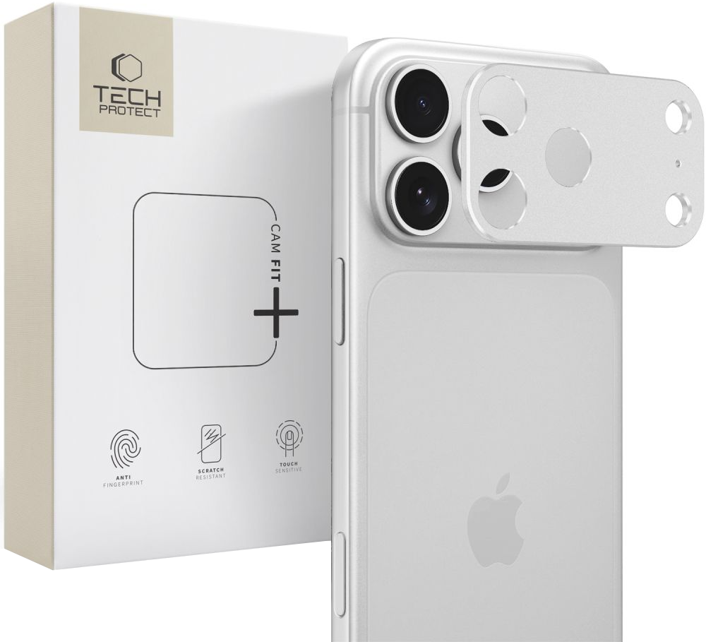 Tech-Protect Camalloy Fit+ Kameraschutzrahmen für die Rückkamera des Apple iPhone 18 Pro Max, Aluminium, Silberfarben