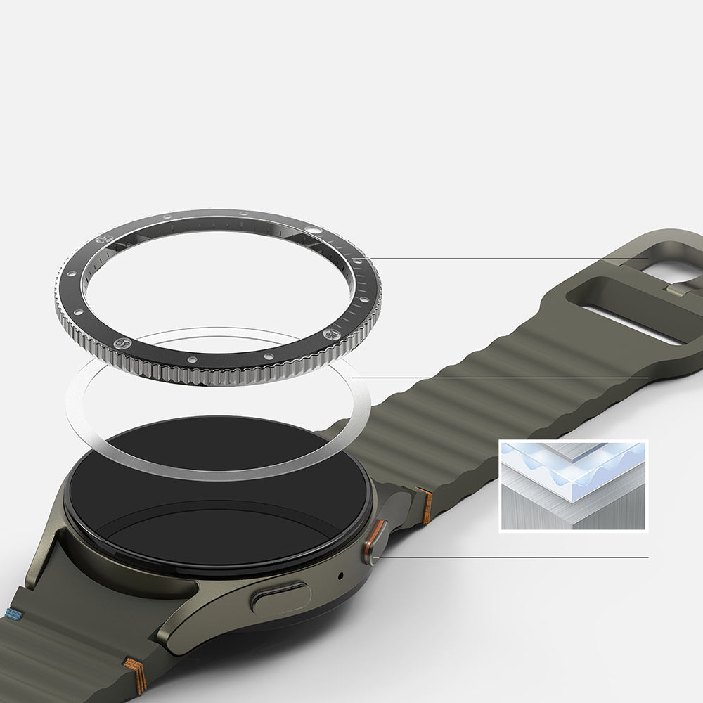 Ringke Premium Styling Schutzrahmen für Samsung Galaxy Watch7 40mm, Modell 2, Schwarz