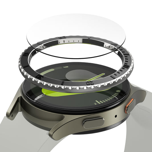 Ringke Premium Styling Schutzrahmen für Samsung Galaxy Watch7 44mm, Modell 3, Schwarz