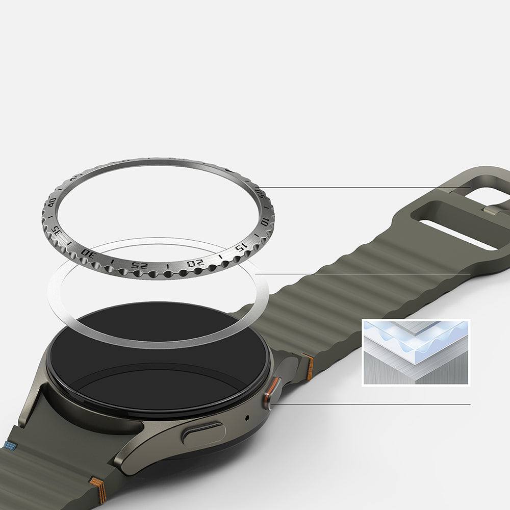 Ringke Styling Schutzrahmen für Samsung Galaxy Watch7 44mm, Modell 5, Silberfarben