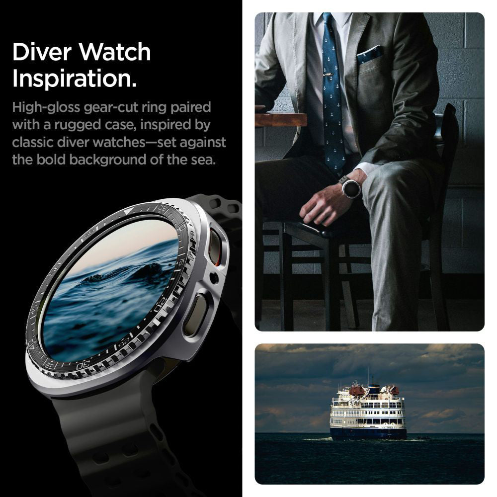 Spigen Tune Pro Diver Schutzrahmen für Samsung Galaxy Watch8 44mm, Schwarz ACS10010