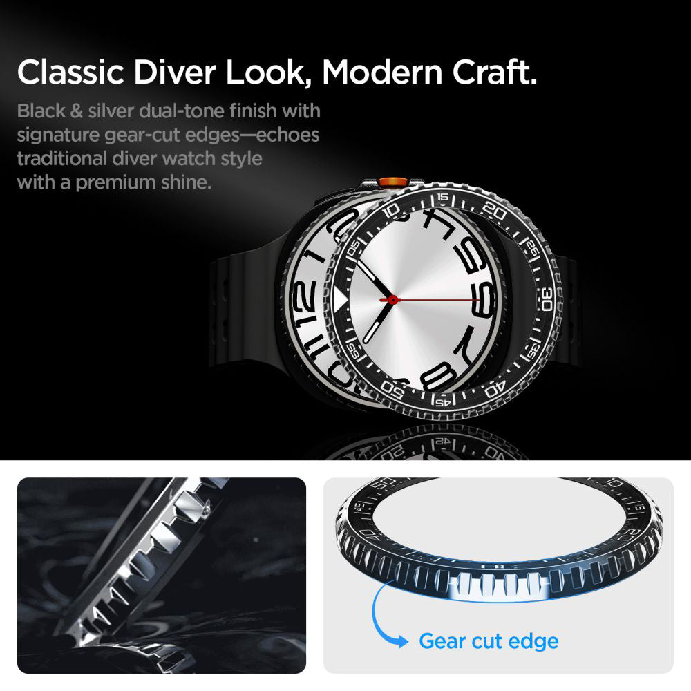 Spigen Tune Pro Diver Schutzrahmen für Samsung Galaxy Watch8 Classic, Schwarz ACS10016