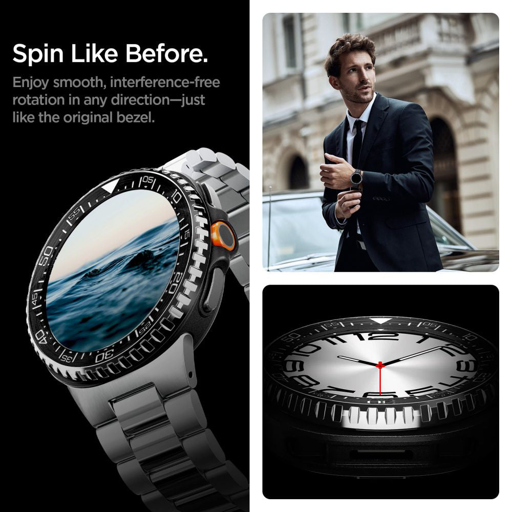Spigen Tune Pro Diver Schutzrahmen für Samsung Galaxy Watch8 Classic, Schwarz ACS10016