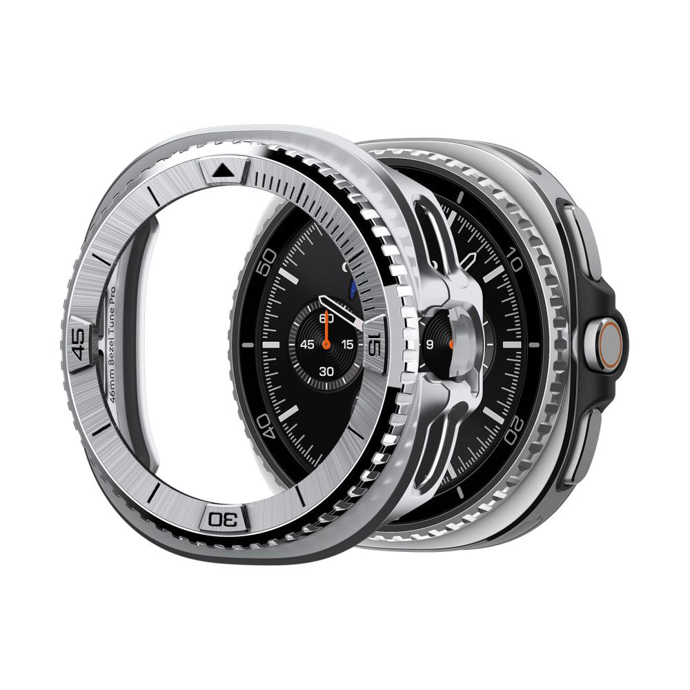 Spigen Tune Pro Pilot Schutzrahmen für Samsung Galaxy Watch8 Classic, Silber ACS10017