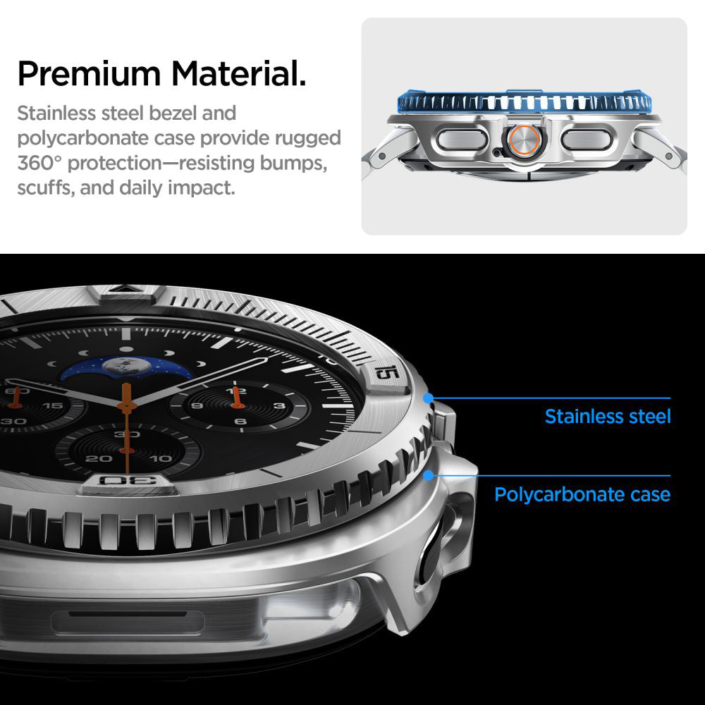 Spigen Tune Pro Pilot Schutzrahmen für Samsung Galaxy Watch8 Classic, Silber ACS10017