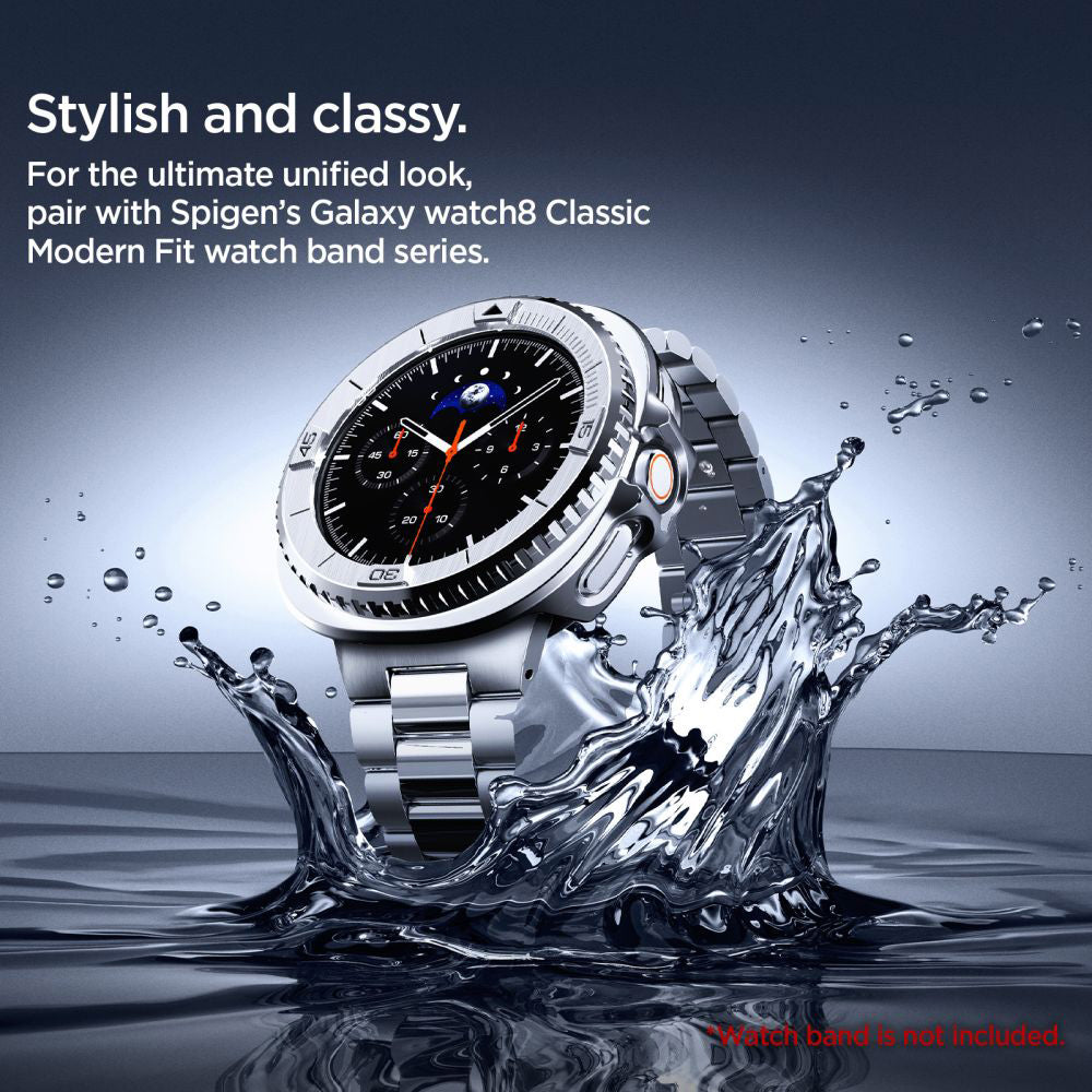 Spigen Tune Pro Pilot Schutzrahmen für Samsung Galaxy Watch8 Classic, Silber ACS10017