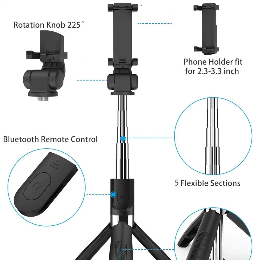 Selfie Stick Bluetooth Techsuit L01, Universal, Schwarz
