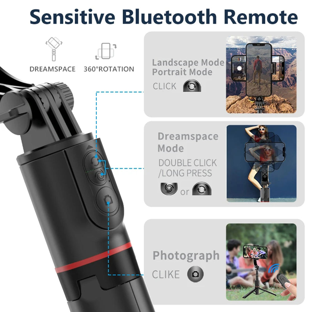 Selfie Stick Bluetooth Techsuit L19, Universal, Schwarz
