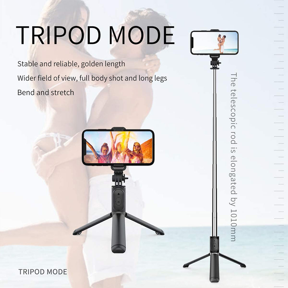 Selfie Stick Bluetooth Techsuit Q01, Universal, Schwarz