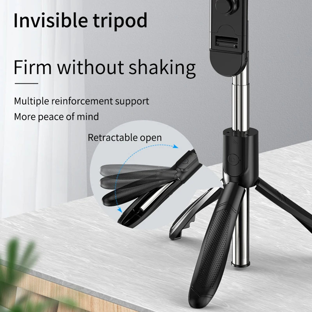 Selfie Stick Bluetooth Techsuit S01-S, Universal, Schwarz