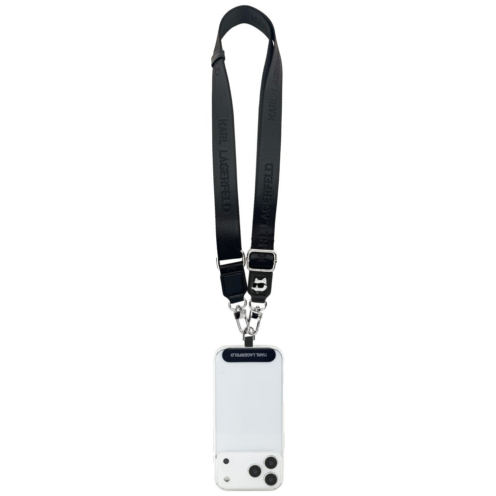 Karl Lagerfeld Choupette Metall-Logo Telefonkordel, Schwarz