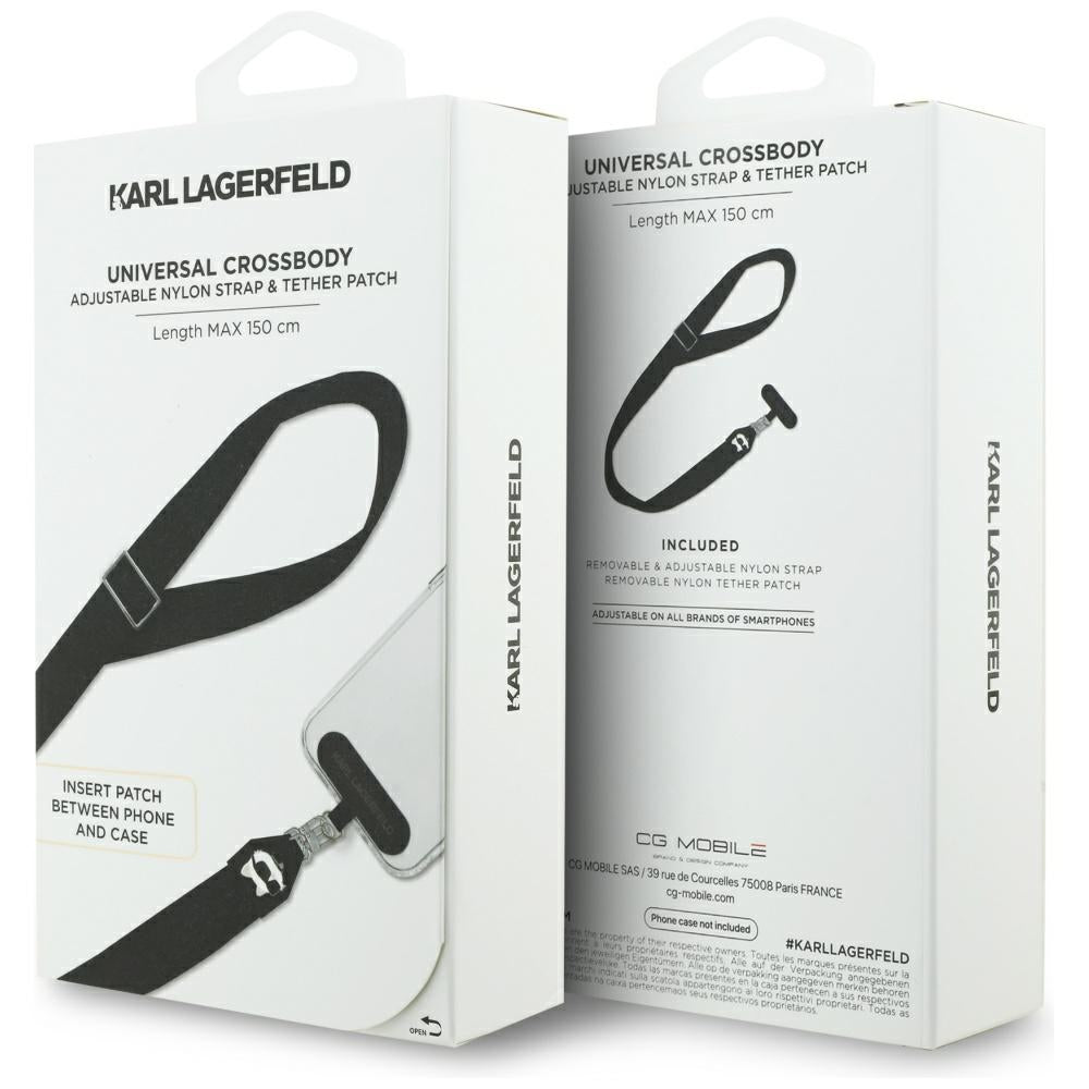 Karl Lagerfeld Choupette Metall-Logo Telefonkordel, Schwarz