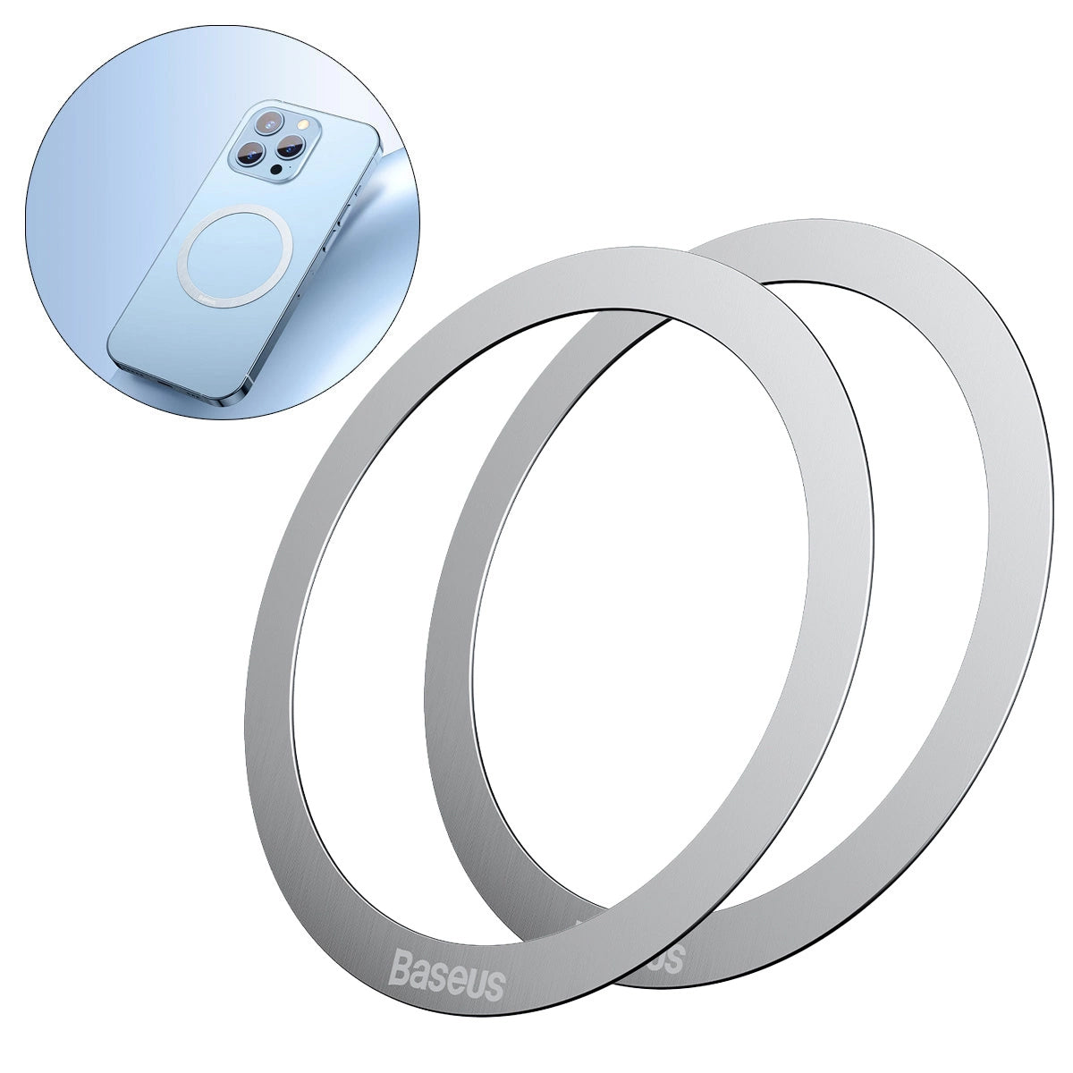 Metallsticker Baseus Halo, Set 2 Stück, Silber PCCH000012