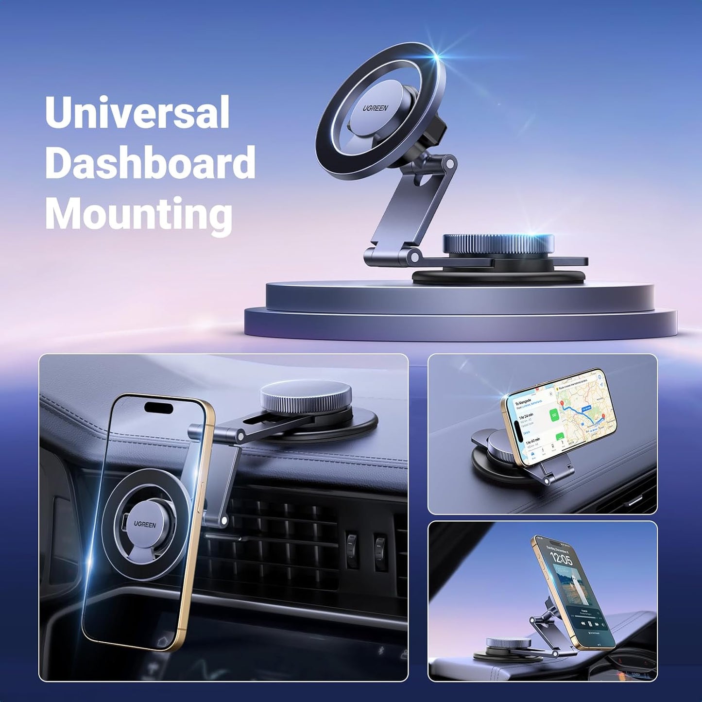 UGREEN LP865 Universal Magnetic Car Holder, Black