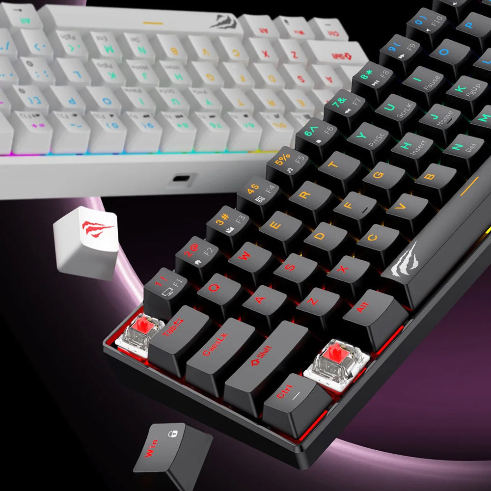 Gaming-Tastatur Wired USB HAVIT KB903L, RGB, 1,8 m, Transparent Weiß