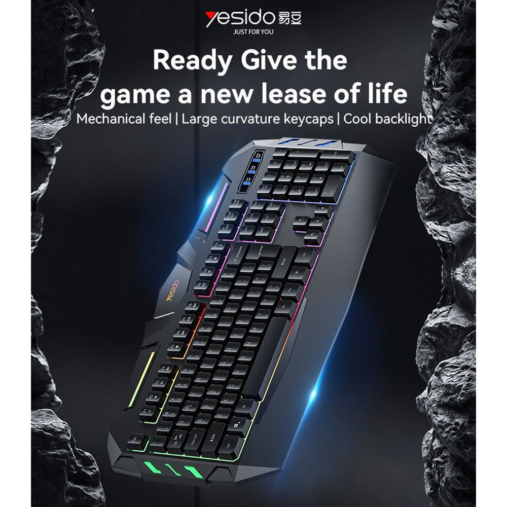 Drahtlose Tastatur Yesido KB21, RGB, 1,5m, Schwarz