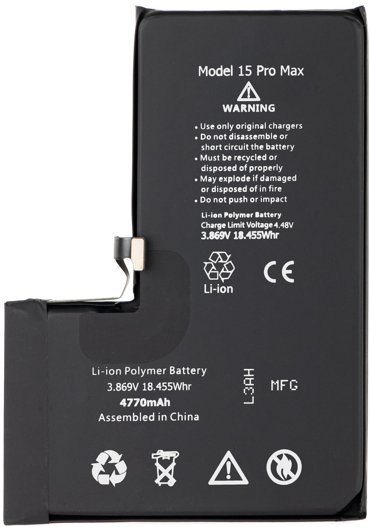 Akku Apple iPhone 15 Pro Max, Hohe Kapazität