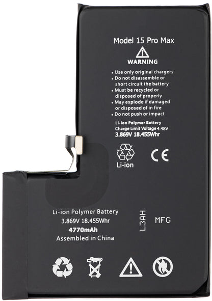 Akku Apple iPhone 15 Pro Max, Hohe Kapazität