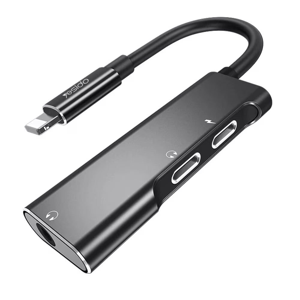 Audio-Adapter Lightning - Lightning / 3,5 mm Yesido YAU-13, Schwarz