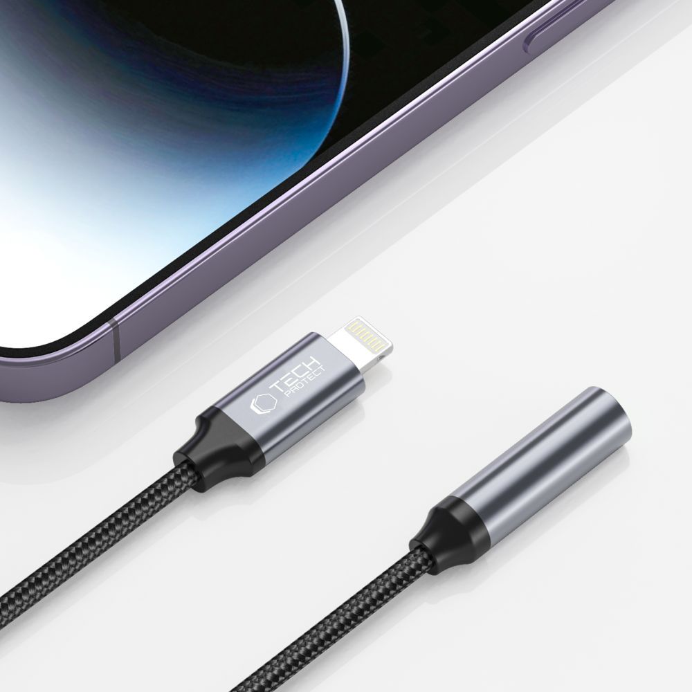 Audio-Adapter Lightning - 3.5mm Tech-Protect Ultraboost, Schwarz