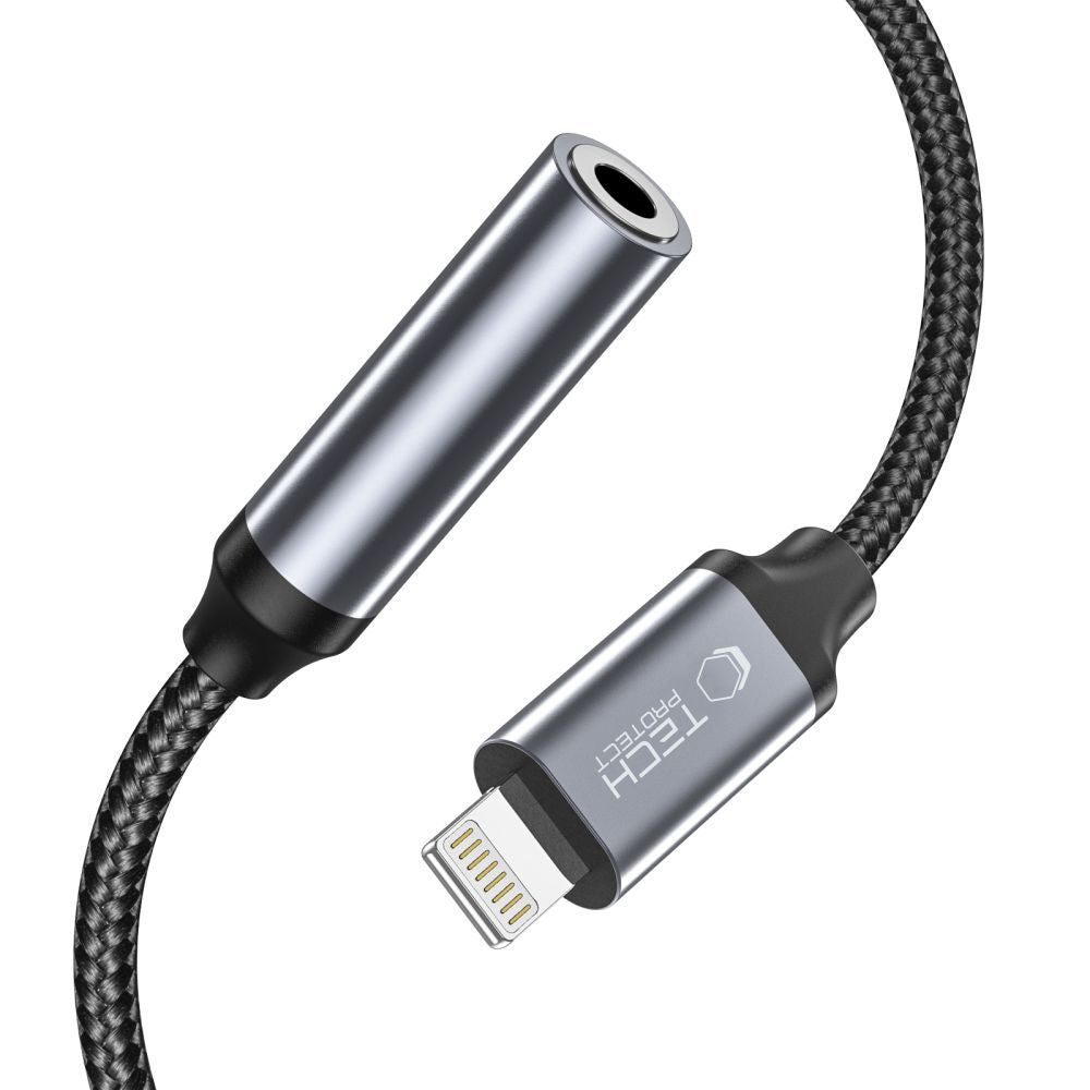 Audio-Adapter Lightning - 3.5mm Tech-Protect Ultraboost, Schwarz
