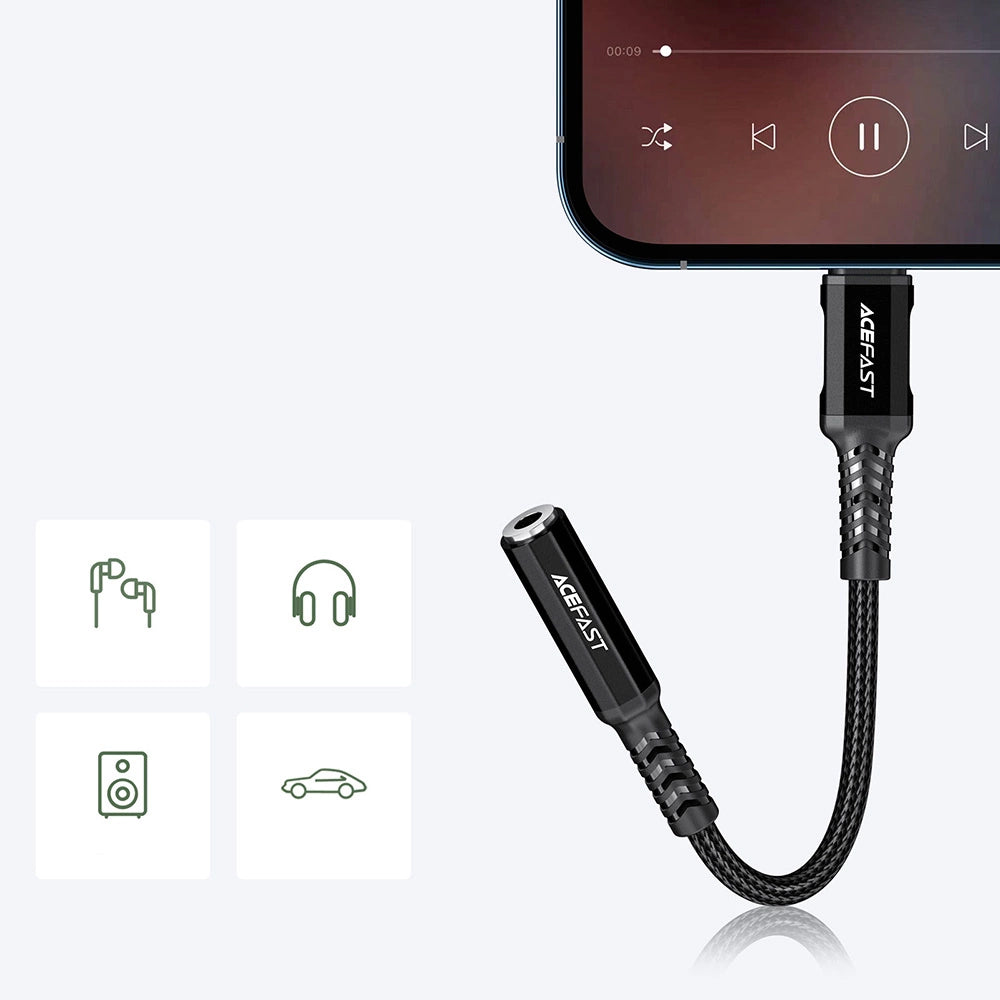 Audioadapter Lightning - 3,5 mm Acefast C1-05, Schwarz