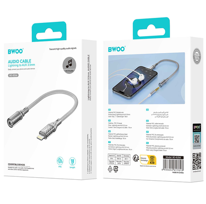 Lightning Audio Adapter - 3,5 mm BWOO BZ66, Grau