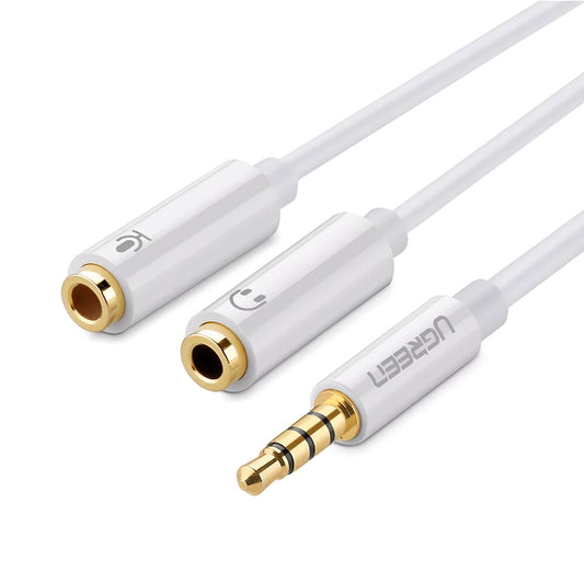Audio-Kabel 3.5mm - 2 x 3.5mm UGREEN AV141, 0.2m, Weiß