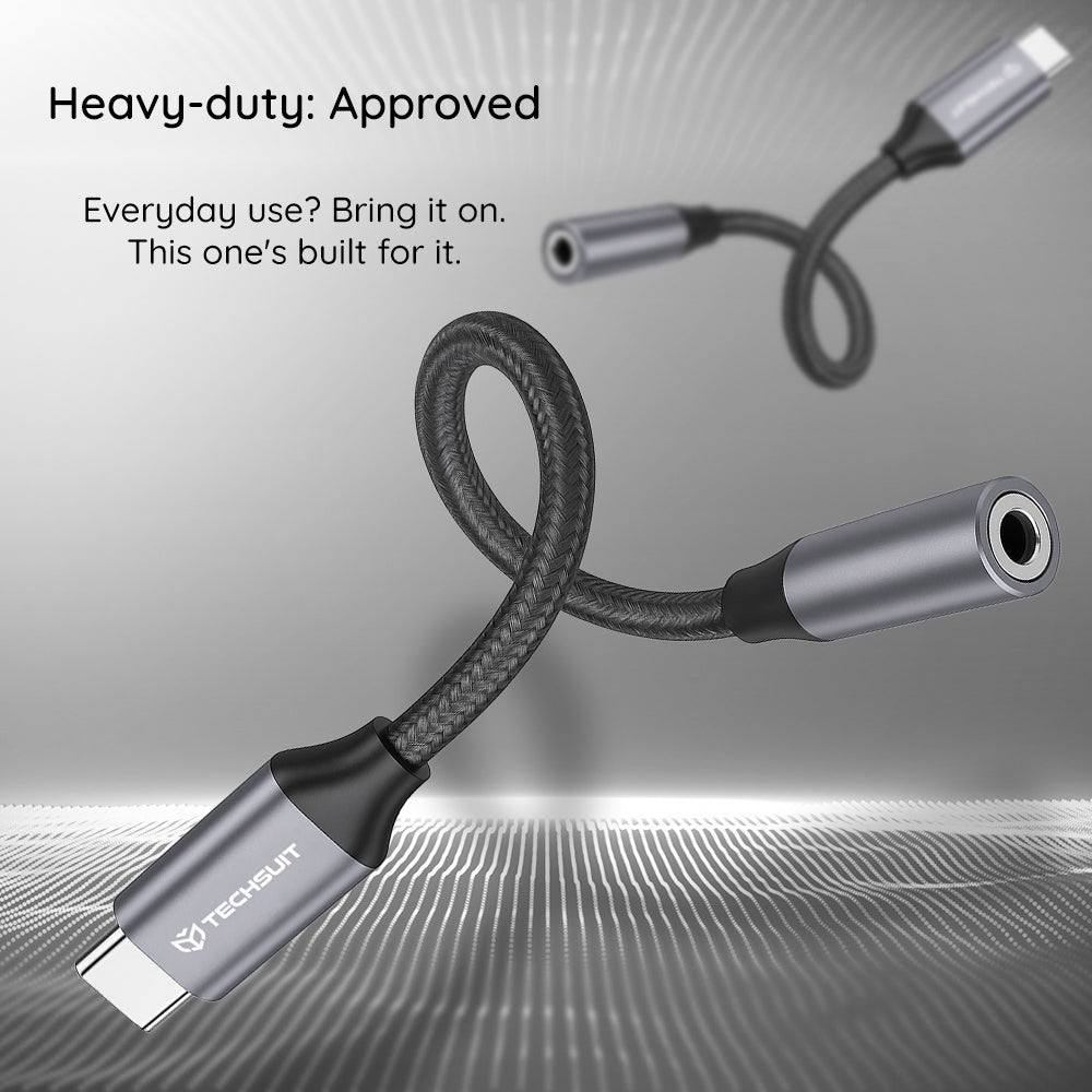 USB-C to 3.5mm Audio Adapter Techsuit AC12 FuseXound, Gray, Set of 2 Pieces