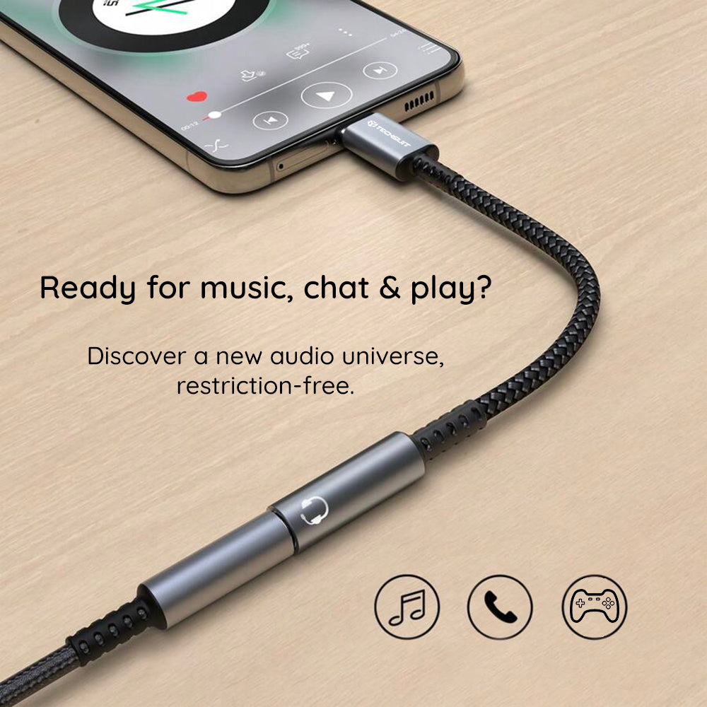 Audioadapter USB-C - 3,5mm Techsuit AC14 SonicPiX, Grau