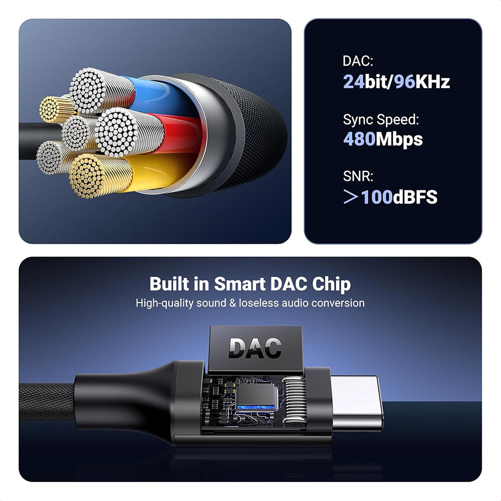 Audioadapter USB-C - 3,5mm UGREEN AV161, Schwarz