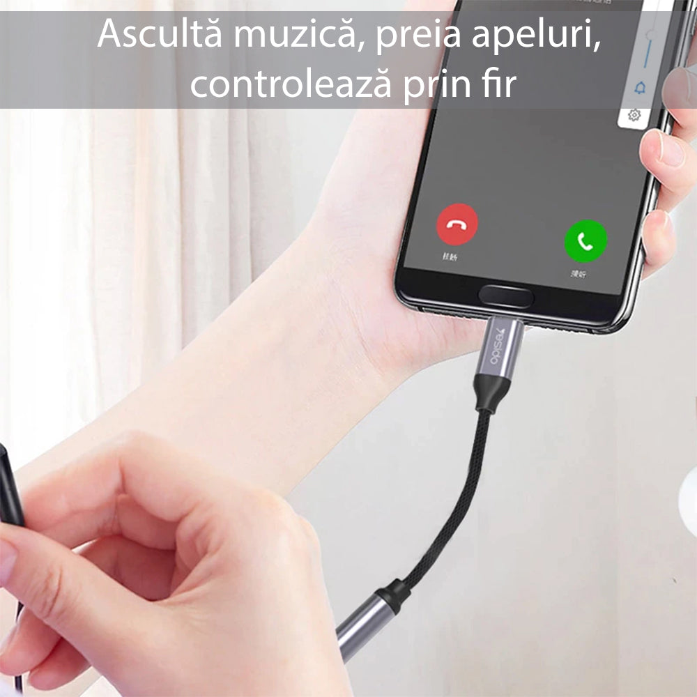 Audioadapter USB-C - 3.5mm Yesido YAU19, Schwarz