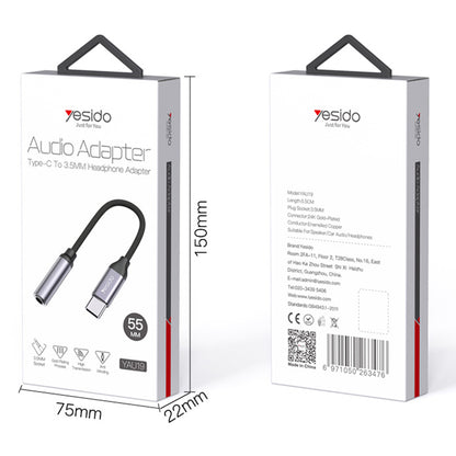 Audioadapter USB-C - 3.5mm Yesido YAU19, Schwarz