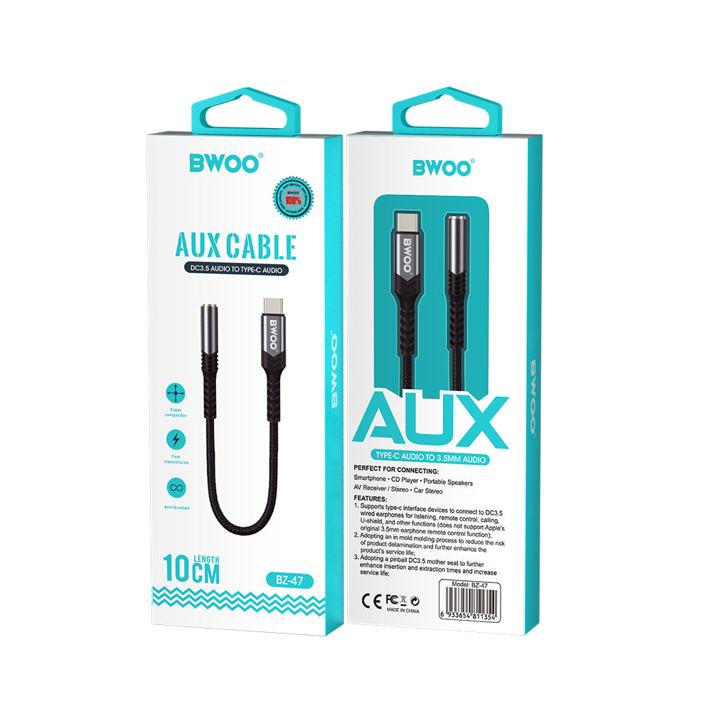 USB-C to 3.5mm Audio Adapter BWOO BZ47, Black