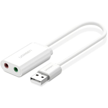 USB-Soundkarte UGREEN US205, 2 x 3,5mm Klinke, Weiß