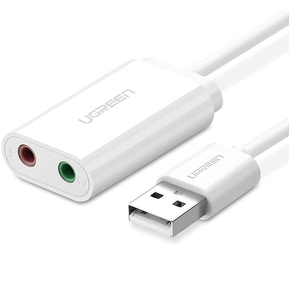 USB-Soundkarte UGREEN US205, 2 x 3,5mm Klinke, Weiß