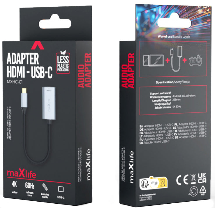 Audio- und Videoadapter USB-C - HDMI MaXlife MXHC-01, Grau