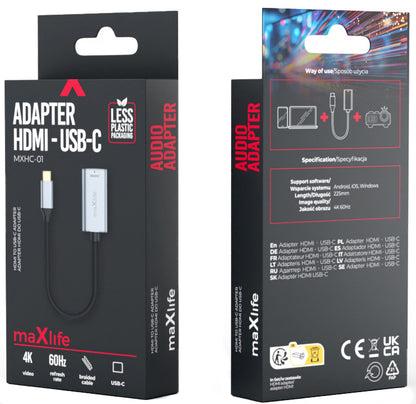 Audio- und Videoadapter USB-C - HDMI MaXlife MXHC-01, Grau