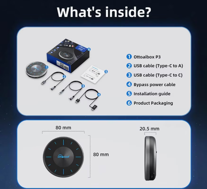 Wireless Carplay / Android Auto Adapter Ottocast OttoAibox P3 für Apple iPhone / Android Series PCS46