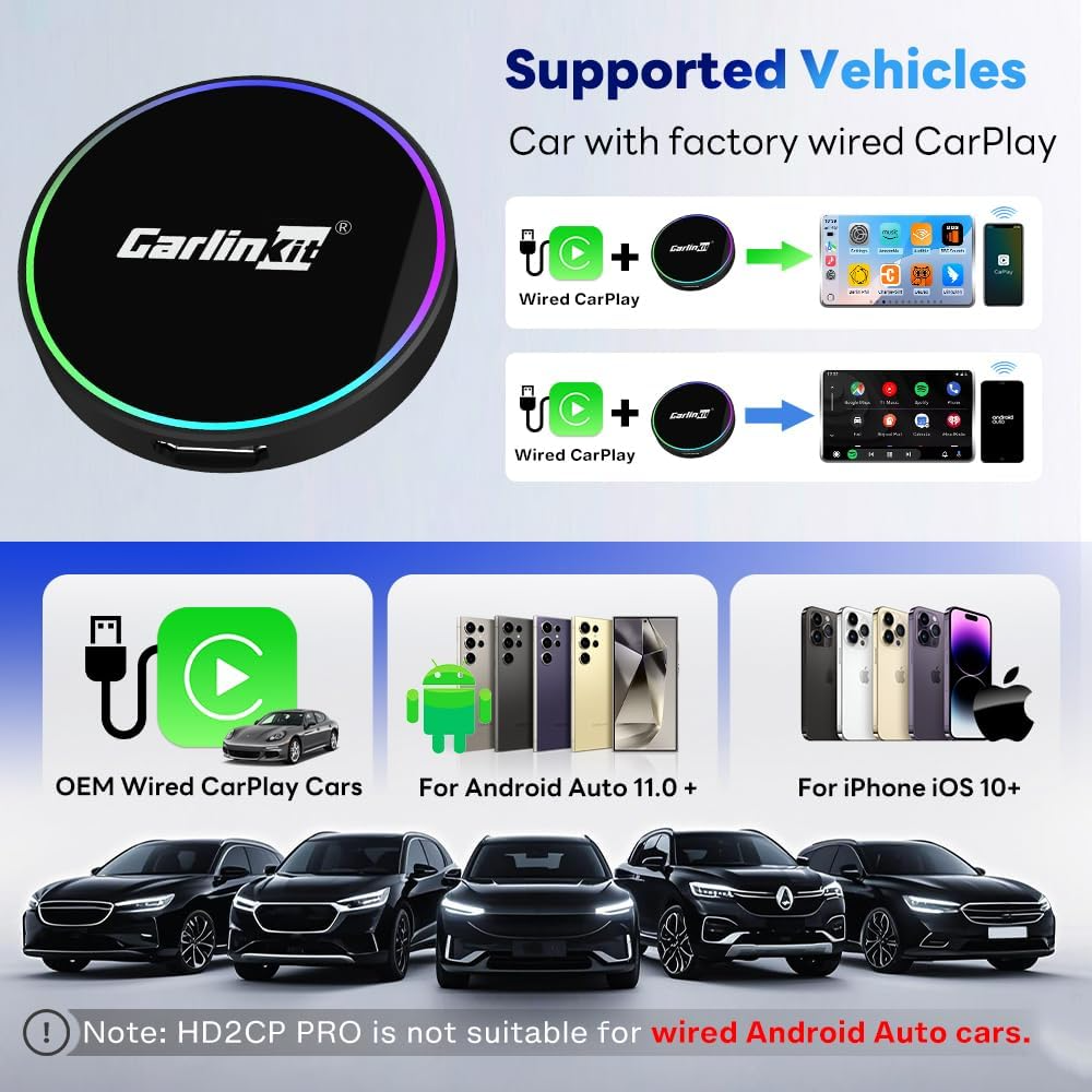 Carplay / Android Auto Wireless Adapter Carlinkit HD2CP Pro für Apple iPhone / Android Series