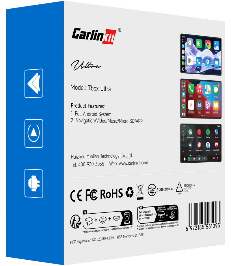 Wireless Carplay / Android Auto Adapter Carlinkit TBox Ultra 2 für Apple iPhone / Android Serie, 8GB RAM / 128GB