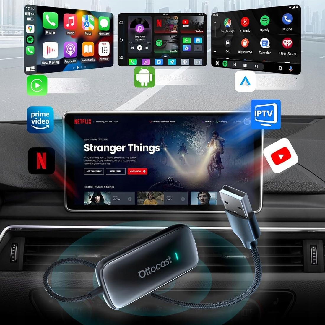 Wireless Carplay / Android Auto Adapter Ottocast Play2Video Ultra für Apple iPhone / Android Series CA515-T