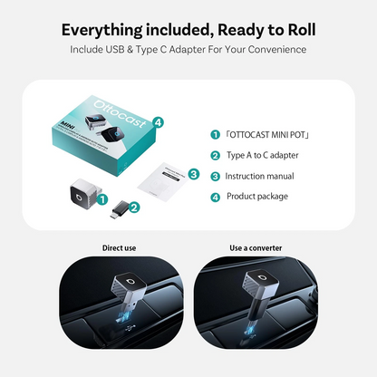 Wireless Carplay / Android Auto Adapter Ottocast Mini Cube Style C für Apple iPhone / Android Series CP88-T3