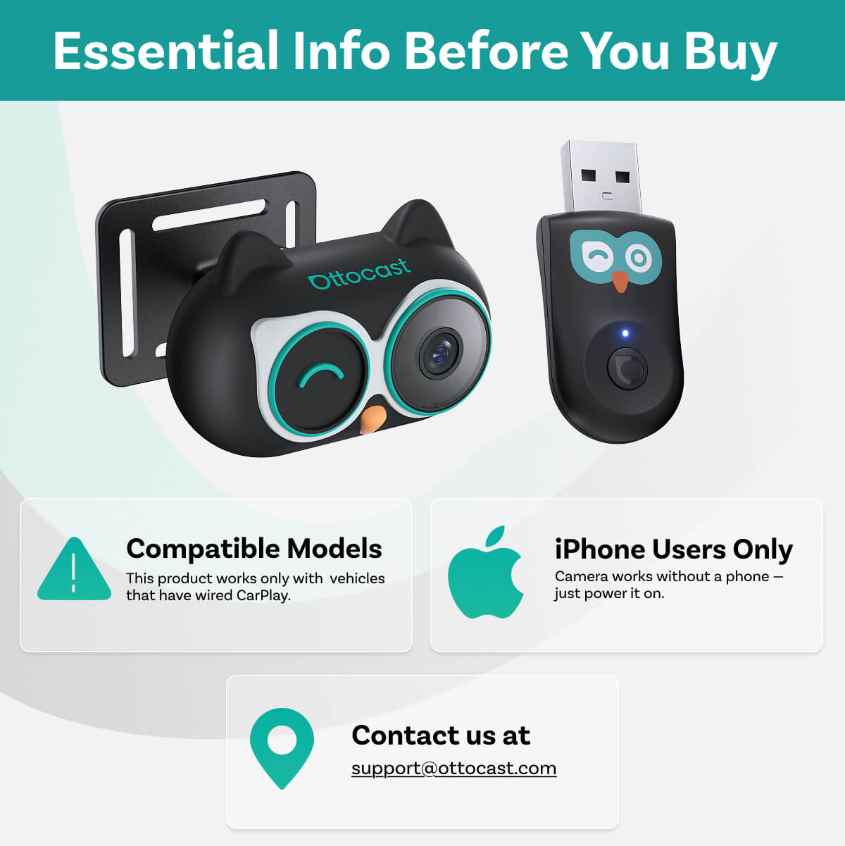 Ottocast Cabin Care CA520-T Carplay Auto Adapter for Apple iPhone Series