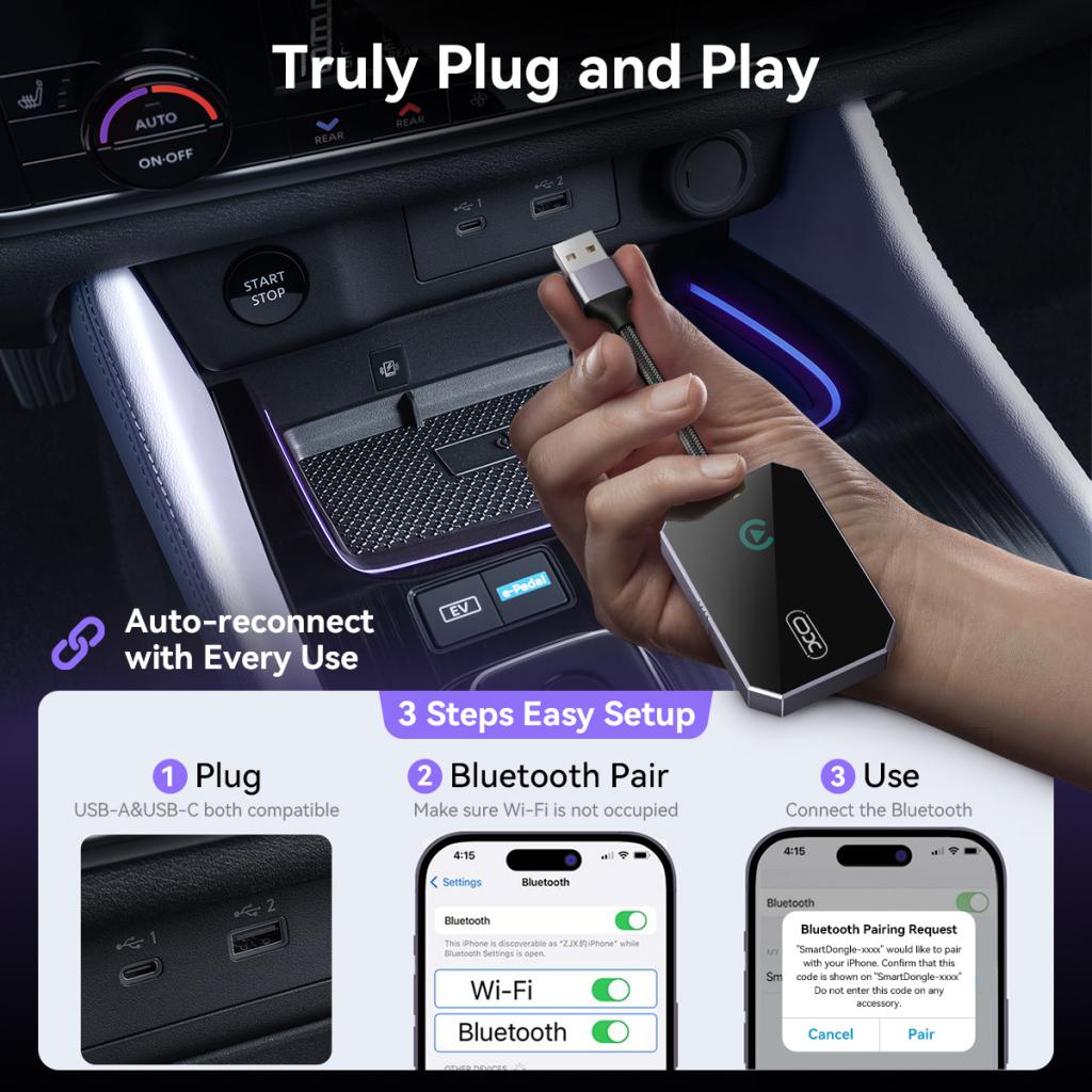 Wireless Carplay Adapter XO Design CZ016 for Apple iPhone Series