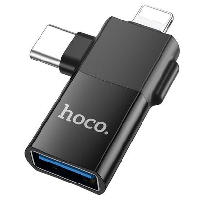 OTG Adapter USB-C / Lightning - USB-A HOCO UA17, Schwarz