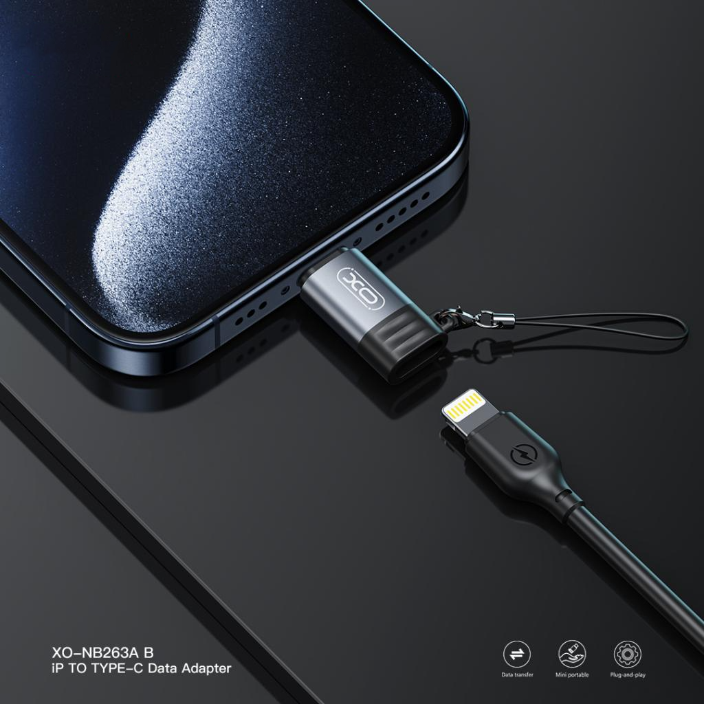 Daten- und Ladeadapter Lightning - USB-C XO Design NB263A, Schwarz
