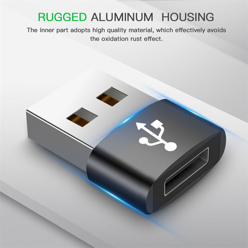 USB-C - USB-A Daten- und Ladeadapter Techsuit, Schwarz
